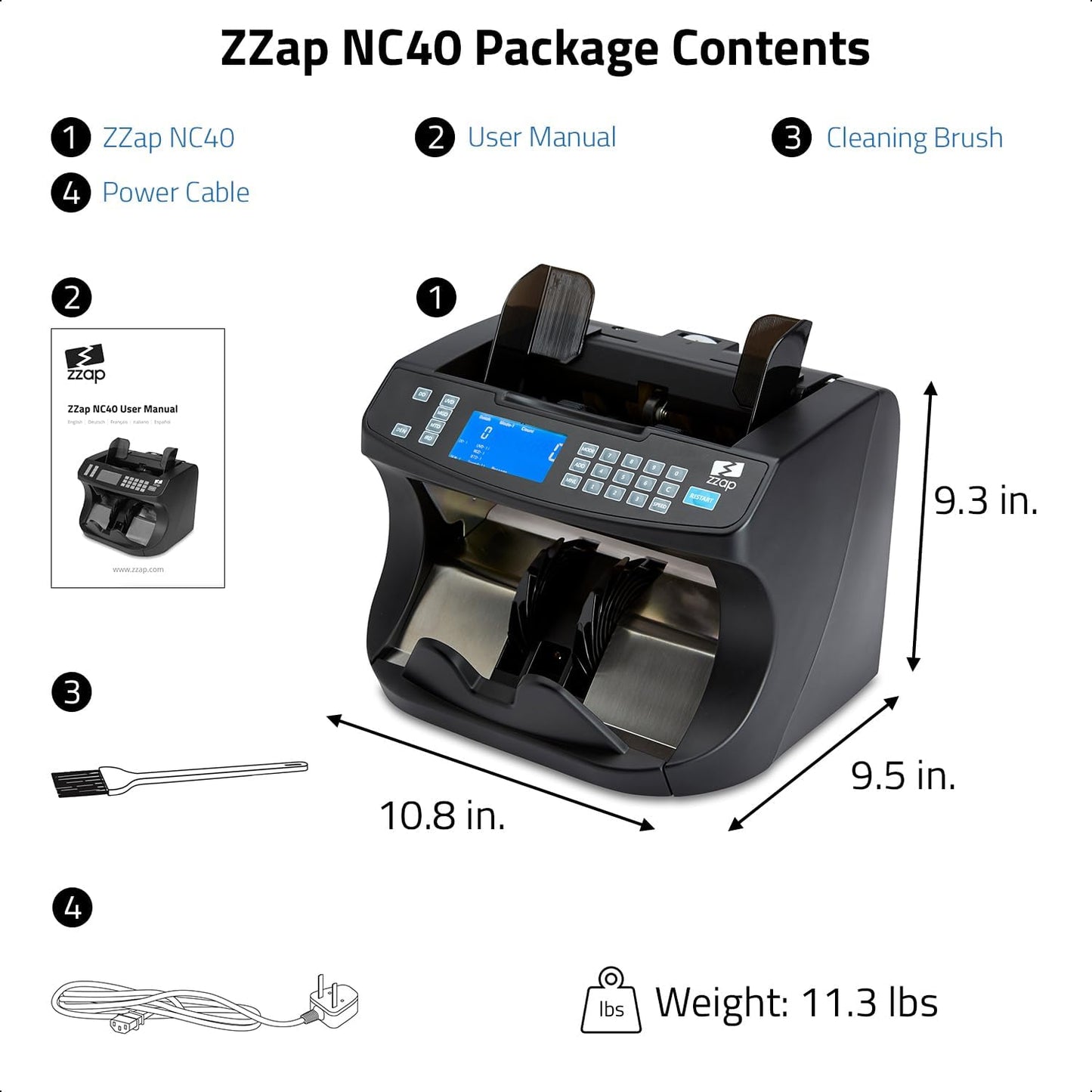 Bill Value Counter & Counterfeit Detector - Money Cash Currency Machine (NC40)