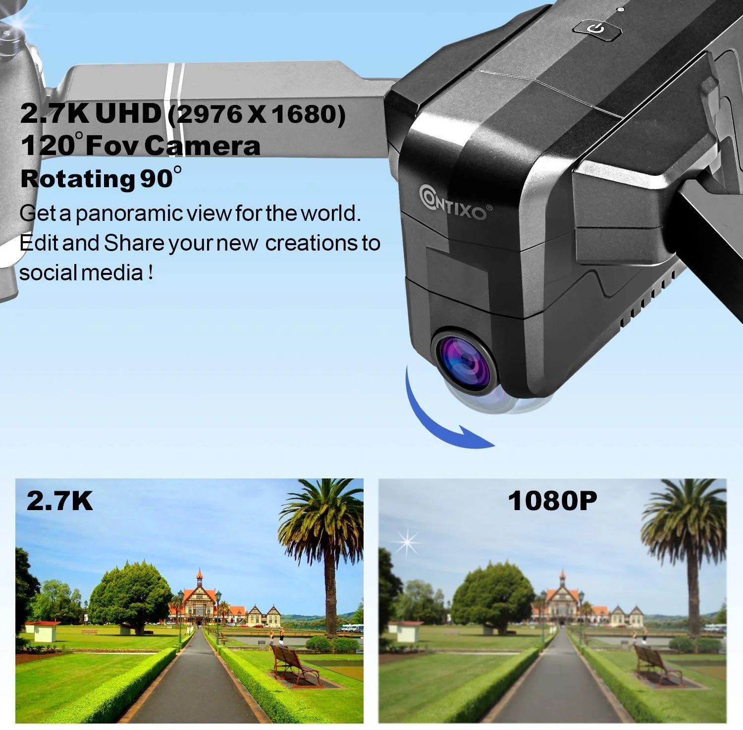 F24 PRO 4K UHD Drone, GPS, 30-Min Flight, Foldable Mini Drone, Brushless Motors, FPV, Wi-Fi, RC Quadcopter for Kids & Adults, Beginners & Enthusiasts, Carrying Case, Black