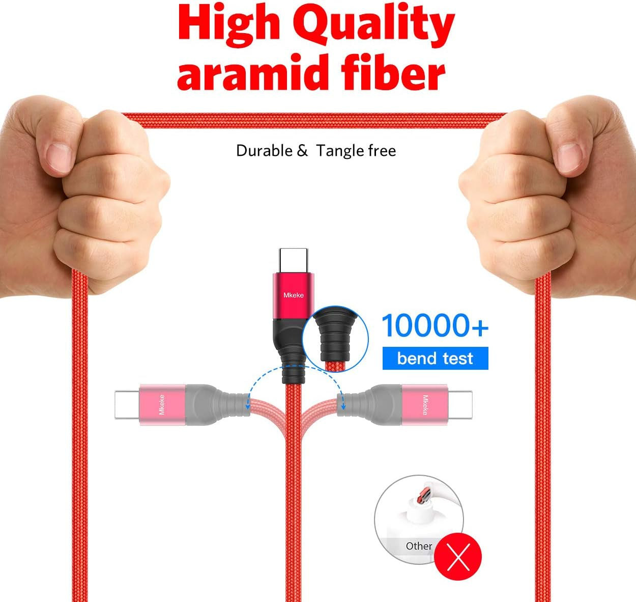 3 Pack 5.9Ft USB 2.0 Male-To-Male Data Sync & Fast Charge Cable for Smartphones, Laptops, Tablets