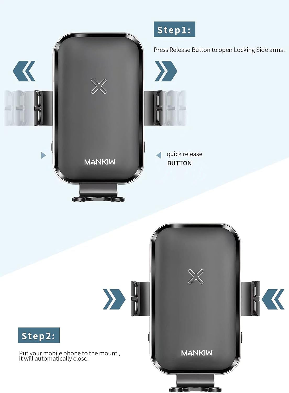 Wireless Car Charger 15W/10W/7.5W Fast Charging Auto Clamping Car Wireless Charger Air Vent Car Phone Holder Mount Compatible with Iphone 12/12 Pro Max/12 Mini/11,Galaxy S21/S20(Black)