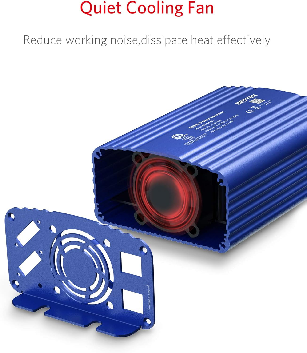 500W Power Inverter DC 12V to 110V AC Converter with 4.8A Dual USB Car Charger ETL Listed (Blue)