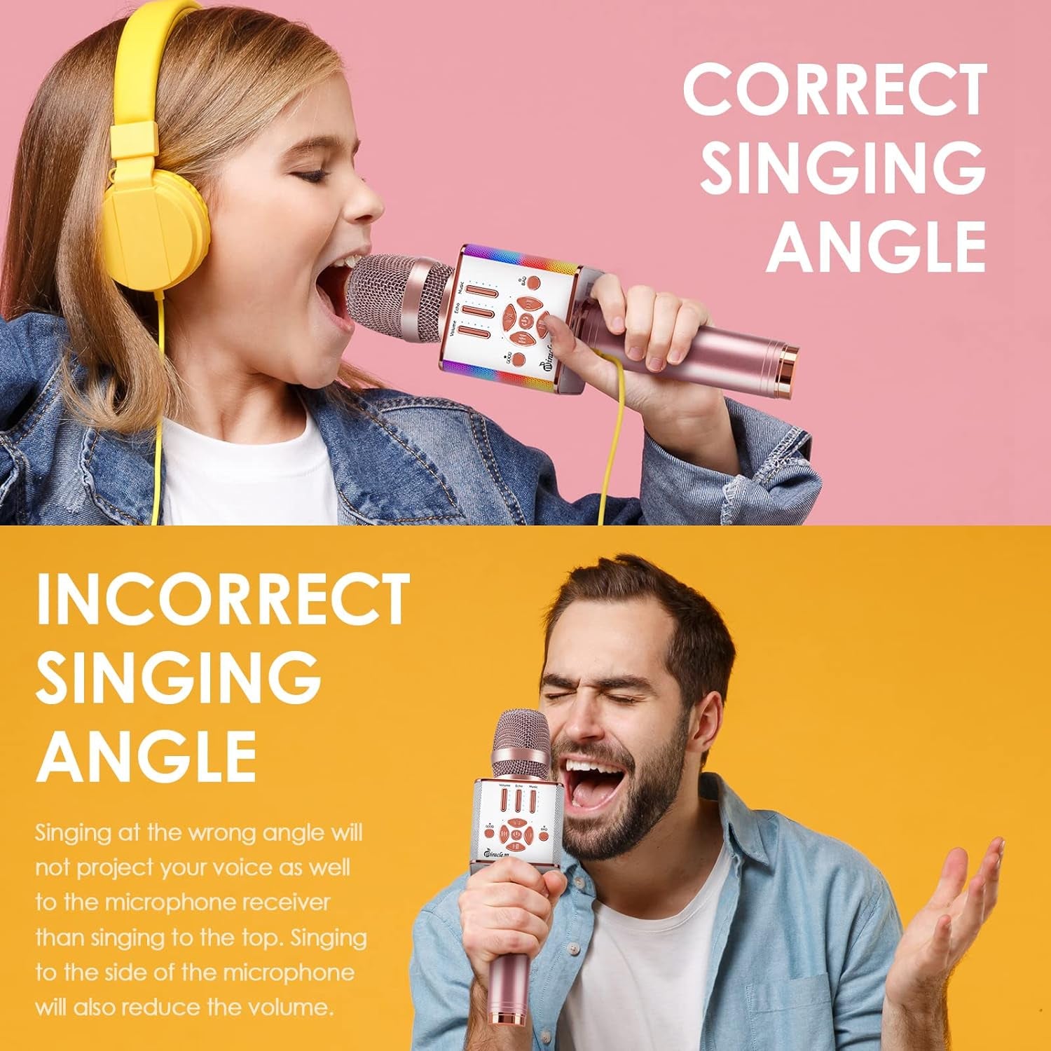 M90 - Bluetooth Karaoke Microphone - Bluetooth Microphone Wireless - Wireless Microphone Karaoke - Microphone for Kids and Adults - Carpool Car Karaoke Microphone with Speaker - Karaoke Mic