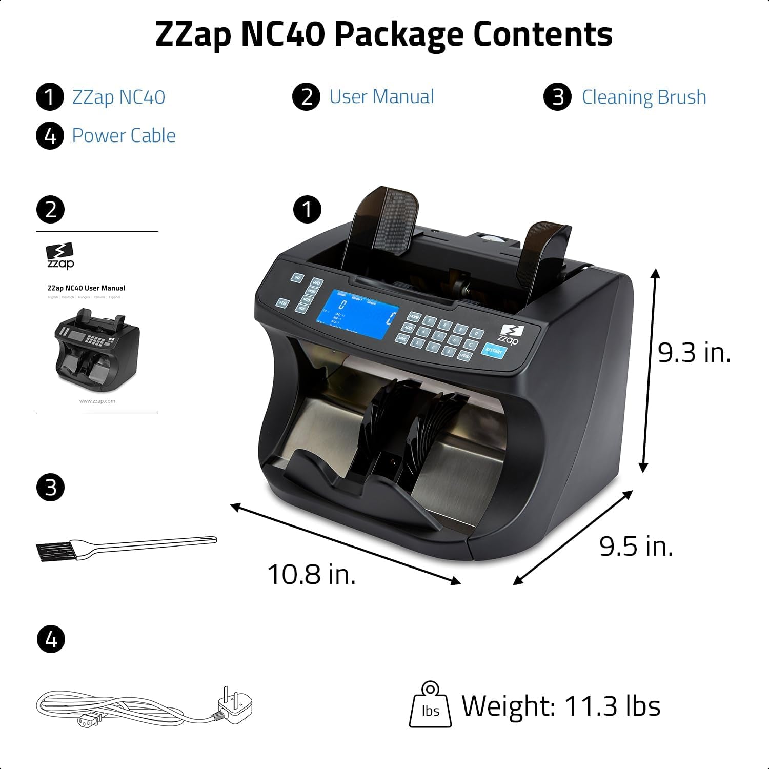 Bill Value Counter & Counterfeit Detector - Money Cash Currency Machine (NC40)