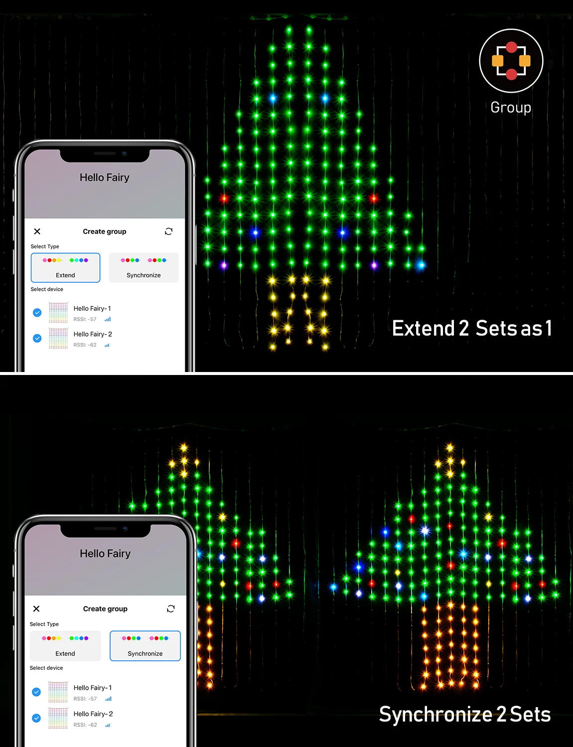 Christmas Curtain Lights, Smart Lights LED, 6.6 X 6.6Ft, 400 RGBIC Leds，Color Changing Window Lights, Dynamic DIY Curtain String Lights for Bedroom Wall, Outdoor IP65 Waterproof